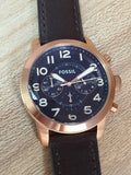 Fossil Pilot 54 Chronograph Blue Dial Brown Leather Strap Watch for Men - FS5204 Authentic Buy Shop Now
