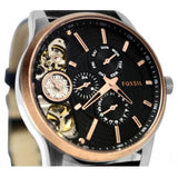 Fossil Twist Multi-Function Chronograph Black Dial Black Leather Strap Watch for Men - ME1099 Authentic Buy Shop Now
