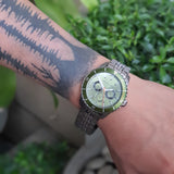 Michael Kors Cunningham Multifunction Chronograph Green Dial Grey Steel Strap Watch For Men - MK7158 Authentic Buy Shop Now
