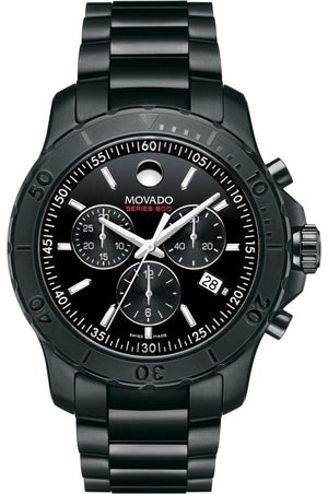 Movado Series 800 Chronograph Black Dial Black Steel Strap Watch For Men - 2600119 Authentic Buy Shop Now
