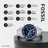 Fossil Neutra Chronograph Blue Dial Silver Steel Strap Watch for Men - FS6025 Authentic Buy Shop Now