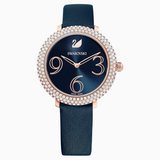 Swarovski Crystal Frost Blue Dial Blue Leather Strap Watch for Women - 5484061 Authentic Buy Shop Now
