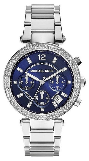 Michael Kors Parker Chronograph Blue Dial Silver Steel Strap Watch for Women - MK6117 Authentic Buy Shop Now