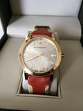 Burberry The City Gold Dial Orange Leather Strap Watch for Women - BU9017 Authentic Buy Shop Now