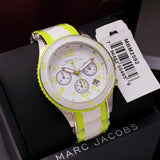 Marc Jacobs Rock Chronograph White Dial White & Green Silicone Strap Watch for Women - MBM2592 Authentic Buy Shop Now