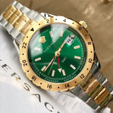 Versace Hellenyium GMT Green Dial Two Tone Steel Strap Watch for Men - V11050015 Authentic Buy Shop Now