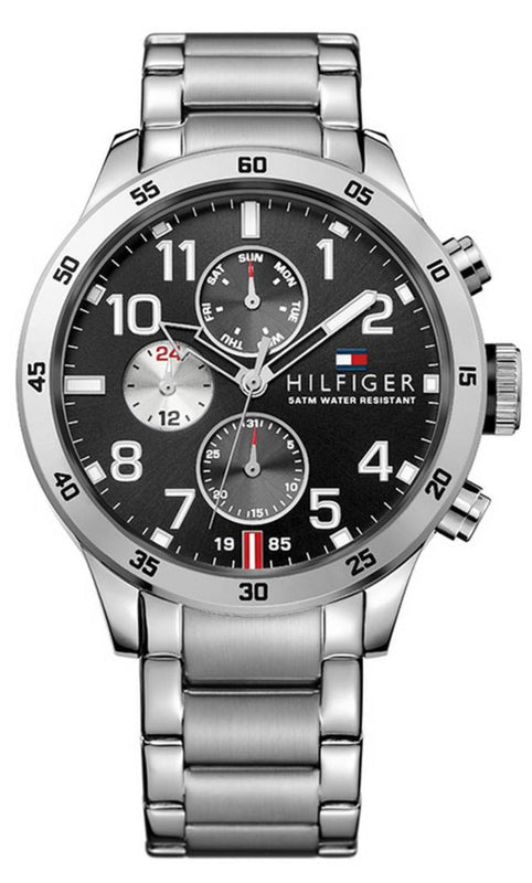 Tommy Hilfiger Cool Sport Multifunction Black Dial Silver Steel Strap Watch for Men - 1791141 Authentic Buy Shop Now