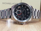 Michael Kors Brecken Chronograph Quartz Black Dial Silver Steel Strap Watch For Men - MK8438 Authentic Buy Shop Now