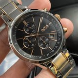Hugo Boss Grand Prix Black Dial Two Tone Steel Strap Watch for Men - 1513473 Authentic Buy Shop Now