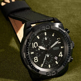 Fossil Bronson Chronograph Black Dial Black Leather Strap Watch for Men - FS5874 Authentic Buy Shop Now