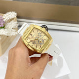 Guess Phoenix Multifunction Gold Dial White Leather Strap Watch for Men - GW0202G6 Authentic Buy Shop Now