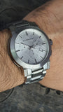 Burberry The City Chronograph Silver Dial Silver Steel Strap Watch for Men - BU9350 Authentic Buy Shop Now
