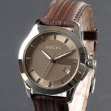 Gucci G Timeless Quartz Brown Dial Brown Rubber Strap Watch For Men - YA126403 Authentic Buy Shop Now