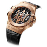 Maserati Potenza Automatic Rose Gold Dial Black Leather Strap Watch For Men - R8821108002 Authentic Buy Shop Now