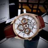 Guess Multi-Function Chronograph White Dial Brown Leather Strap Watch For Men - GW0389G8 Authentic Buy Shop Now
