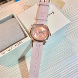 Michael Kors Janelle Three Hand Rose Gold Dial Pink Rubber Strap Watch For Women - MK7139 Authentic Buy Shop Now