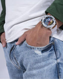 Guess Poseidon Chronograph Rainbow Dial White Silicone Strap Watch For Men - GW0425G4 Authentic Buy Shop Now