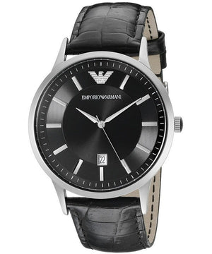 Emporio Armani Renato Black Dial Leather Strap Watch For Men - AR2411 Authentic Buy Shop Now