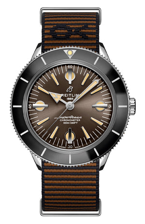 Breitling Superocean Heritage '57 Outerknown Brown Dial Brown NATO Strap Watch for Men - A103703A1Q1W1 Authentic Buy Shop Now