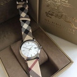 Burberry The City Nova Silver Dial White Leather Strap Watch for Women - BU9022 Authentic Buy Shop Now