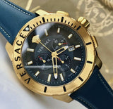 Versace Casual Chronograph Blue Dial Blue Leather Strap Watch for Men - VERG004-18 Authentic Buy Shop Now