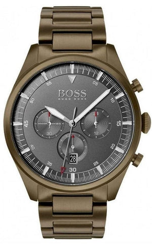 Hugo Boss Pioneer Quartz Gray Dial Brown Steel Strap Watch for Men - 1513715 Authentic Buy Shop Now