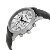 Emporio Armani Classic Chronograph Silver Dial Black Leather Strap Watch For Men - AR2432 Authentic Buy Shop Now