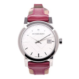 Burberry The City White Dial Haymarket Pink Leather Strap Watch for Women - BU9149 Authentic Buy Shop Now