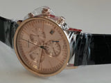 Calvin Klein Post Minimal Chronograph Rose Gold Dial Black Leather Strap Watch for Men - K7627201 Authentic Buy Shop Now