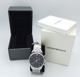 Emporio Armani Chronograph Black Dial Silver Steel Strap Watch For Men - AR11017 Authentic Buy Shop Now
