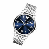 Emporio Armani Kappa Quartz Blue Dial Silver Steel Strap Watch For Men - AR80010 Authentic Buy Shop Now