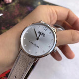 Coach Slim Easton Silver Dial Silver Leather Strap Watch for Women - 14502685 Authentic Buy Shop Now