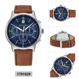 Tommy Hilfiger Kyle Multifunction Blue Dial Brown Leather Strap Watch for Men - 1791629 Authentic Buy Shop Now