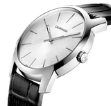 Calvin Klein City Silver Dial Black Leather Strap Watch For Women - K2G231C6 Authentic Buy Shop Now