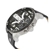 Diesel Mr Daddy Chronograph Black Dial Black Leather Strap Watch For Men - DZ7313 Authentic Buy Shop Now