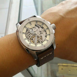 Fossil Modern Machine Automatic Skeleton White Dial Brown Leather Strap Watch for Women - ME3083 Authentic Buy Shop Now