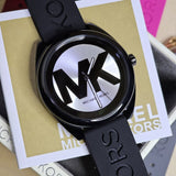 Michael Kors Janelle Quartz Silver Dial Black Rubber Strap Watch For Women - MK7138 Authentic Buy Shop Now