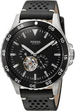 Fossil Crewmaster Sports Automatic Black Dial Black Leather Strap Watch for Men - ME3148 Authentic Buy Shop Now