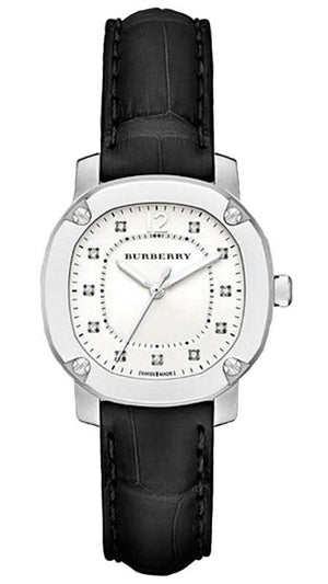Burberry The Britain Diamonds White Dial Black Leather Strap Watch for Women - BBY1806 Authentic Buy Shop Now