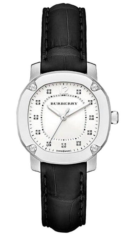 Burberry The Britain Diamonds White Dial Black Leather Strap Watch for Women - BBY1806 Authentic Buy Shop Now