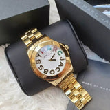 Marc Jacobs Rivera White Dial Gold Steel Strap Watch for Women - MBM3137 Authentic Buy Shop Now
