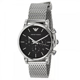 Emporio Armani Luigi Chronograph Black Dial Silver Mesh Bracelet Watch For Men - AR1811 Authentic Buy Shop Now