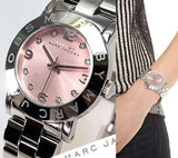 Marc Jacobs Amy Life Pink Dial Silver Steel Strap Watch for Women - MBM3300 Authentic Buy Shop Now