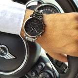 Emporio Armani Chronograph Black Dial Silver Steel Strap Watch For Men - AR1853 Authentic Buy Shop Now