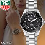 Tag Heuer Aquaracer Quartz Black Dial Silver Steel Strap Watch for Women - WAY131M.BA0748 Authentic Buy Shop Now