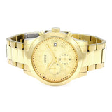 Guess Atlas Chronograph Gold Dial Gold Steel Strap Watch For Men - W0668G4 Authentic Buy Shop Now