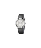 Calvin Klein Minimal Silver Dial Black Leather Strap Watch for Women - K3M221C6 Authentic Buy Shop Now