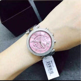 Michael Kors Parker Chronograph Pink Dial Silver Steel Strap Watch For Women - MK6105 Authentic Buy Shop Now