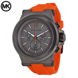 Michael Kors Dylan Chronograph Grey Dial Orange Rubber Strap Watch for Men - MK8296 Authentic Buy Shop Now