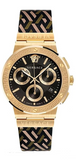 Versace Greca Chronograph Black Dial Brown Leather Strap Watch For Men - VEZ900621 Authentic Buy Shop Now